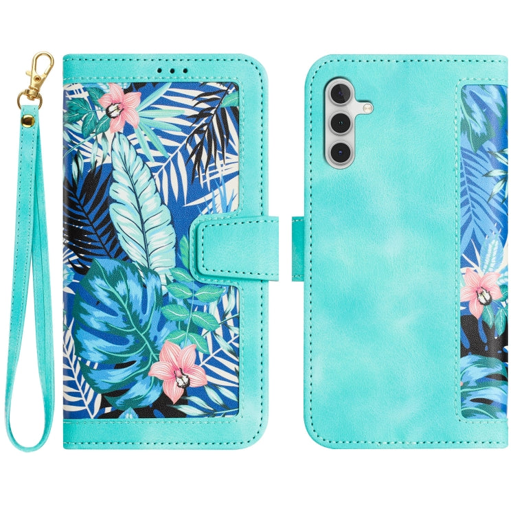 Custodia in pelle con motivo floreale e cordino per Samsung Galaxy A26 5G, A36