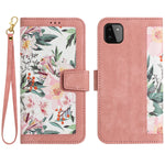 Custodia in pelle con motivo floreale e cordino per Samsung Galaxy A33 A13 A22