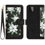 Custodia in pelle con motivo floreale e cordino per Samsung Galaxy A33 A13 A22