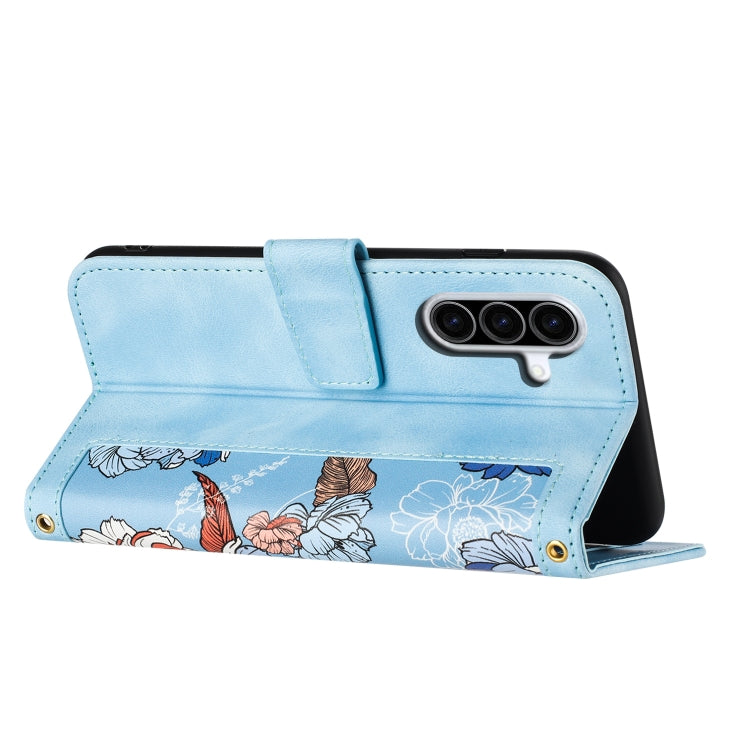 Custodia in pelle con motivo floreale e cordino per Samsung Galaxy A26 5G, A36