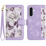 Custodia in pelle con motivo floreale e cordino per Samsung Galaxy A26 5G, A36