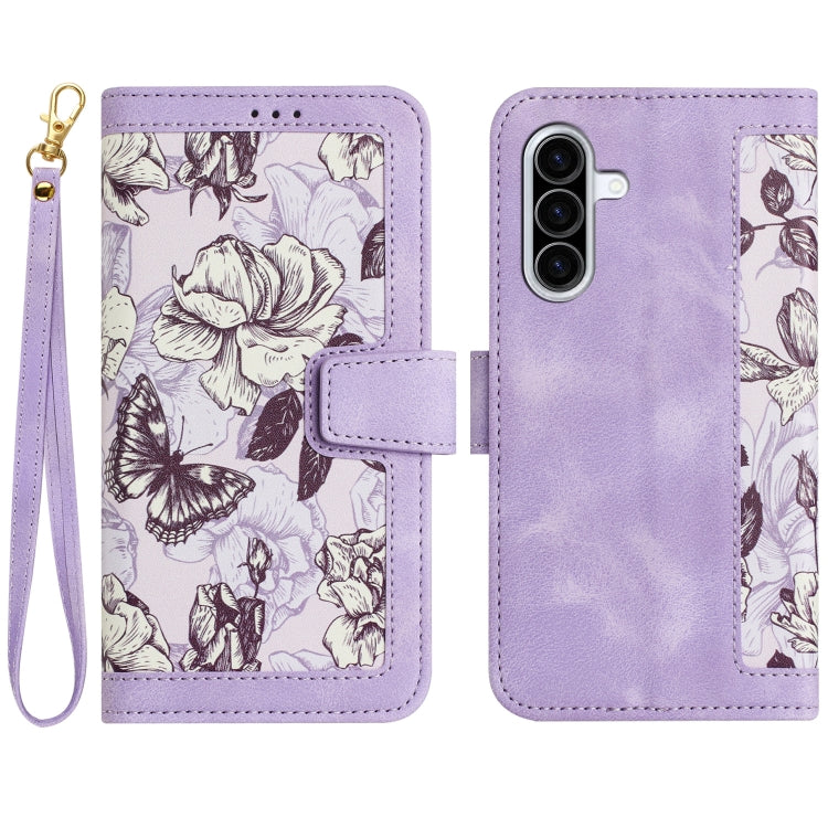 Custodia in pelle con motivo floreale e cordino per Samsung Galaxy A26 5G, A36