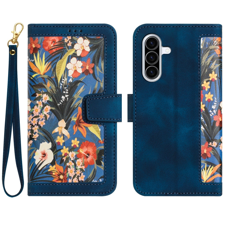 Custodia in pelle con motivo floreale e cordino per Samsung Galaxy A26 5G, A36