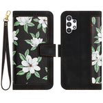 Custodia in pelle con motivo floreale e cordino per Samsung Galaxy A52 5G e A32