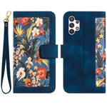 Custodia in pelle con motivo floreale e cordino per Samsung Galaxy A52 5G e A32