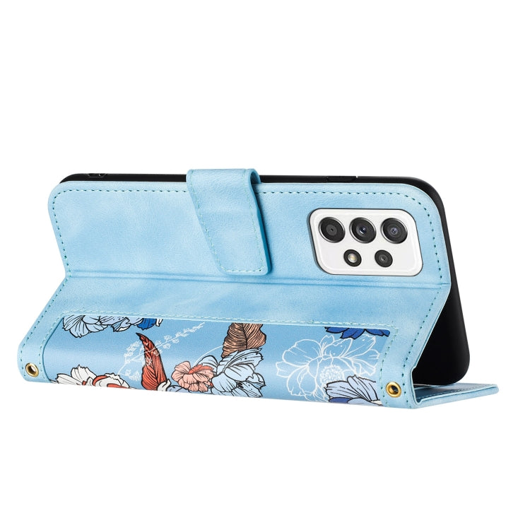 Custodia in pelle con motivo floreale e cordino per Samsung Galaxy A33 A13 A22