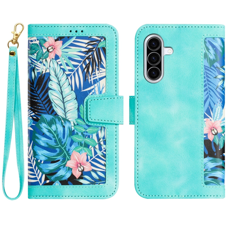 Custodia in pelle con motivo floreale e cordino per Samsung Galaxy A26 5G, A36