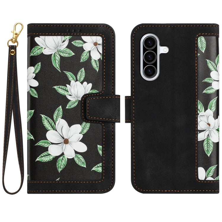 Custodia in pelle con motivo floreale e cordino per Samsung Galaxy A26 5G, A36