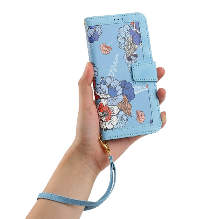 Custodia in pelle con motivo floreale e cordino per Samsung Galaxy A52 5G e A32