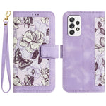 Custodia in pelle con motivo floreale e cordino per Samsung Galaxy A33 A13 A22