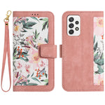Custodia in pelle con motivo floreale e cordino per Samsung Galaxy A33 A13 A22