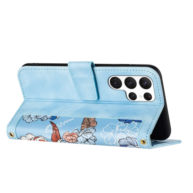 Custodia per telefono in pelle con motivo floreale e cordino, For Samsung Galaxy S25 Ultra 5G, For Samsung Galaxy S24 FE 5G, For Samsung Galaxy S24 Ultra 5G, For Samsung Galaxy S24+ 5G