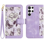 Custodia per telefono in pelle con motivo floreale e cordino, For Samsung Galaxy S25 Ultra 5G, For Samsung Galaxy S24 FE 5G, For Samsung Galaxy S24 Ultra 5G, For Samsung Galaxy S24+ 5G
