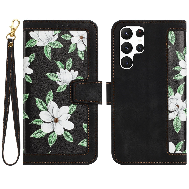 Custodia per telefono in pelle con motivo floreale e cordino, For Samsung Galaxy S25 Ultra 5G, For Samsung Galaxy S24 FE 5G, For Samsung Galaxy S24 Ultra 5G, For Samsung Galaxy S24+ 5G