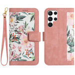 Custodia per telefono in pelle con motivo floreale e cordino, For Samsung Galaxy S25 Ultra 5G, For Samsung Galaxy S24 FE 5G, For Samsung Galaxy S24 Ultra 5G, For Samsung Galaxy S24+ 5G