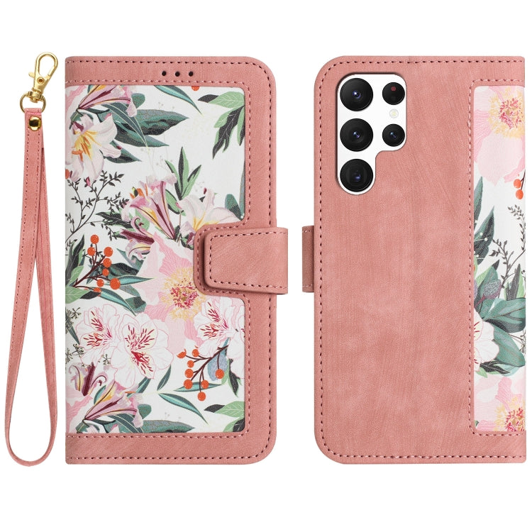 Custodia per telefono in pelle con motivo floreale e cordino, For Samsung Galaxy S25 Ultra 5G, For Samsung Galaxy S24 FE 5G, For Samsung Galaxy S24 Ultra 5G, For Samsung Galaxy S24+ 5G