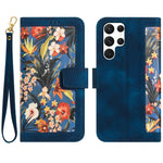 Custodia per telefono in pelle con motivo floreale e cordino, For Samsung Galaxy S25 Ultra 5G, For Samsung Galaxy S24 FE 5G, For Samsung Galaxy S24 Ultra 5G, For Samsung Galaxy S24+ 5G