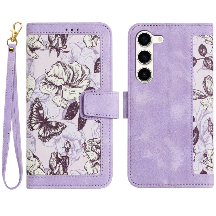 Custodia per telefono in pelle con motivo floreale e cordino, For Samsung Galaxy S24 5G, For Samsung Galaxy S23 FE 5G, For Samsung Galaxy S23 Ultra 5G, For Samsung Galaxy S23+ 5G