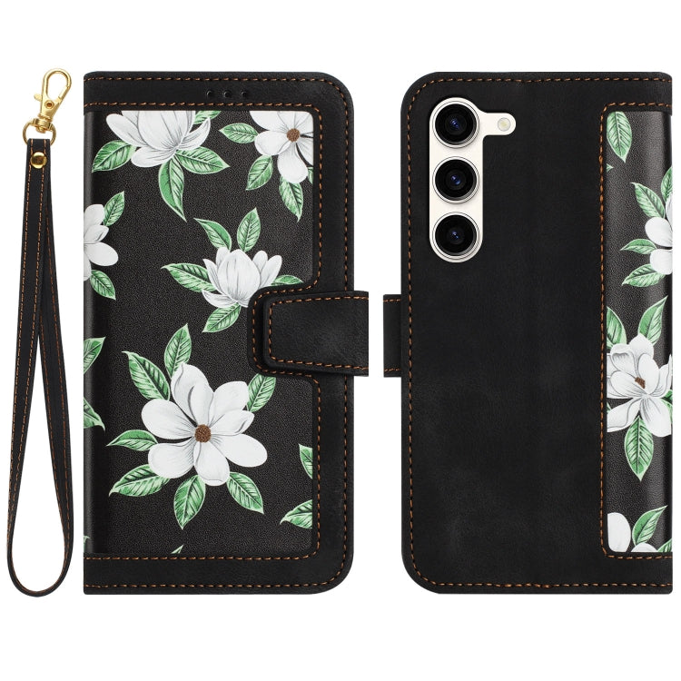Custodia per telefono in pelle con motivo floreale e cordino, For Samsung Galaxy S24 5G, For Samsung Galaxy S23 FE 5G, For Samsung Galaxy S23 Ultra 5G, For Samsung Galaxy S23+ 5G