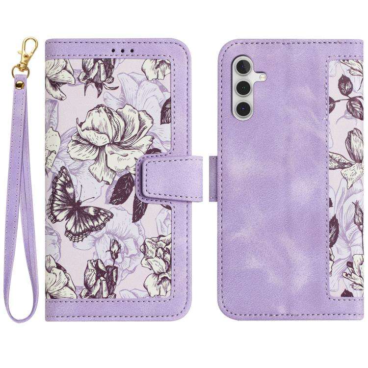 Custodia in pelle con motivo floreale e cordino per Samsung Galaxy S26 FE, S25