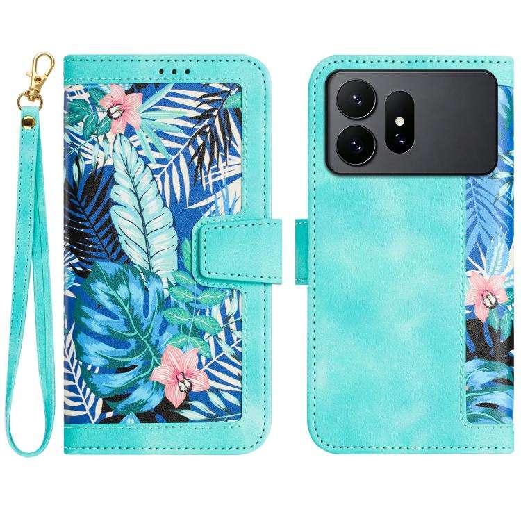 Custodia in pelle con motivo floreale e cordino per Samsung Galaxy S26 FE, S25