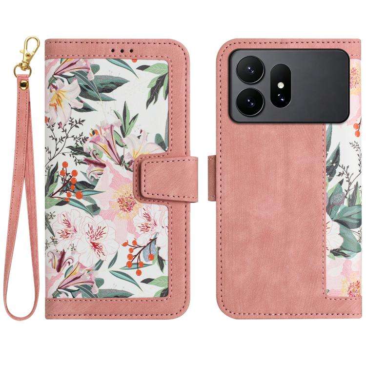 Custodia in pelle con motivo floreale e cordino per Samsung Galaxy S26 FE, S25