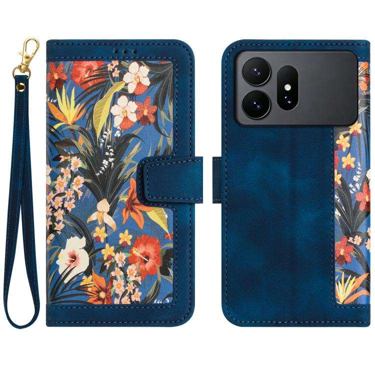 Custodia in pelle con motivo floreale e cordino per Samsung Galaxy S26 FE, S25