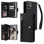Custodia per telefono in pelle a tre pieghe con fibbia a rivetto e 9 carte, For Galaxy S25 Ultra 5G
