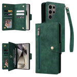 Custodia per telefono in pelle a tre pieghe con fibbia a rivetto e 9 carte, For Galaxy S25 Ultra 5G