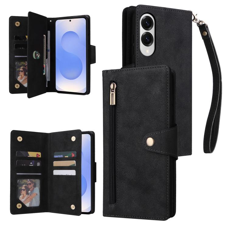 Custodia in pelle a tre pieghe con fibbia per Samsung Galaxy S25 Edge, S25, S25+