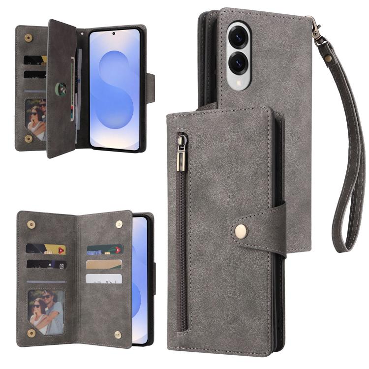 Custodia in pelle a tre pieghe con fibbia per Samsung Galaxy S25 Edge, S25, S25+