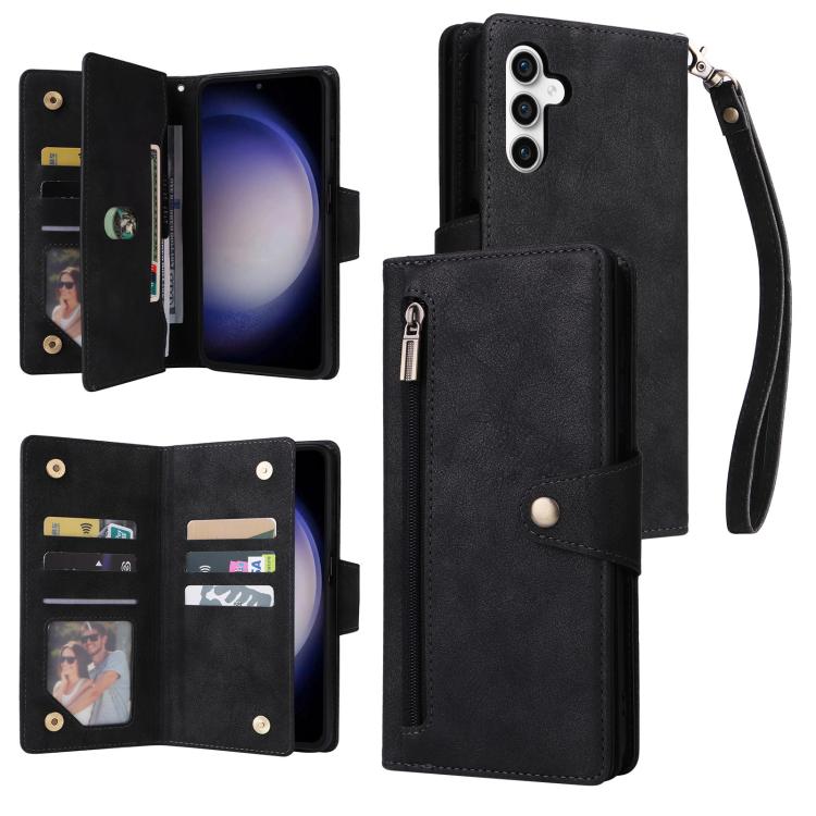 Custodia in pelle a tre pieghe con fibbia per Samsung Galaxy S25 Edge, S25, S25+