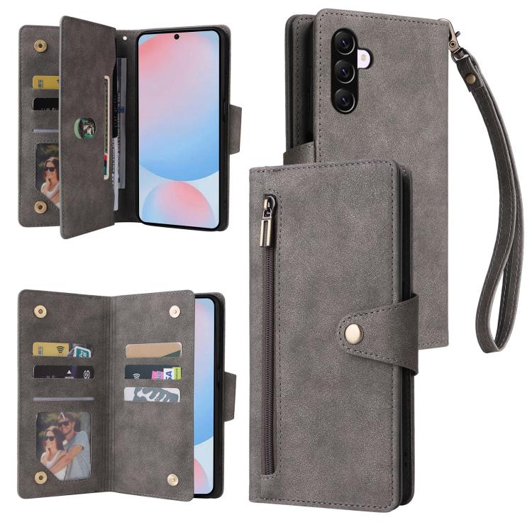 Custodia in pelle a tre pieghe con fibbia a rivetto per Galaxy A27, A56, A26 e
