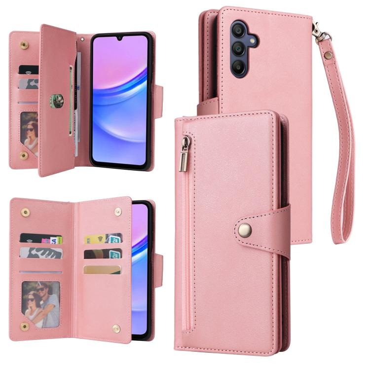Custodia in pelle a tre pieghe con fibbia a rivetto per Galaxy A27, A56, A26 e