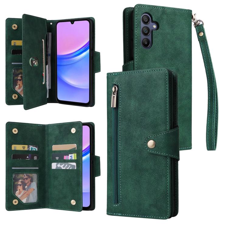 Custodia in pelle a tre pieghe con fibbia a rivetto per Galaxy A27, A56, A26 e