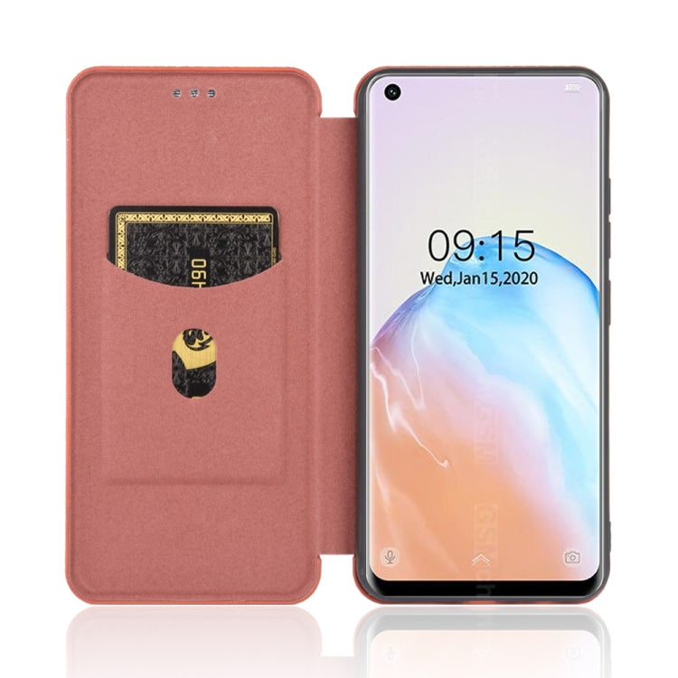 Custodia flip magnetica in fibra di carbonio con slot per schede per Oukitel C18