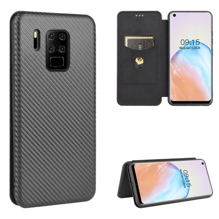 Custodia flip magnetica in fibra di carbonio con slot per schede per Oukitel C18