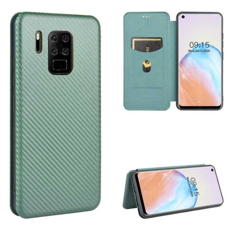 Custodia flip magnetica in fibra di carbonio con slot per schede per Oukitel C18