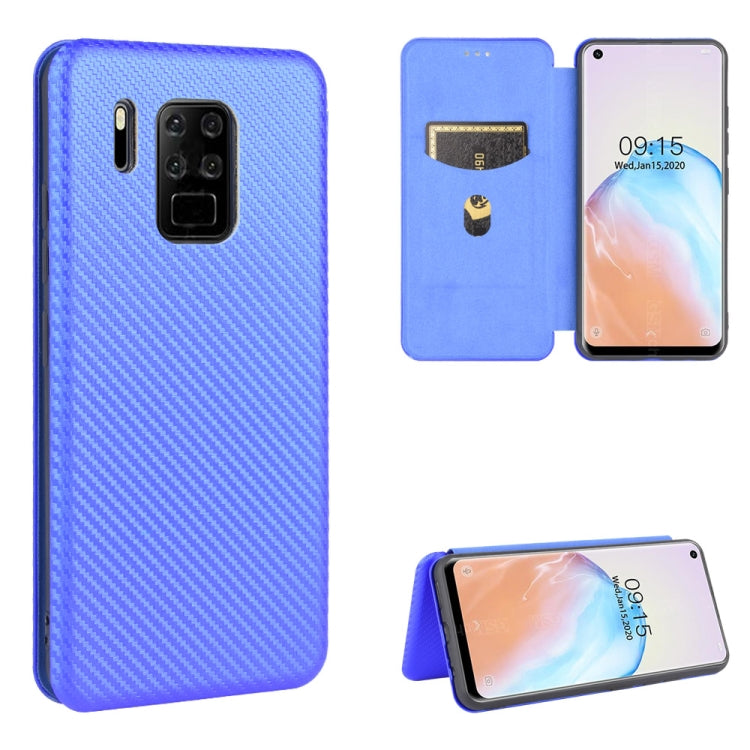 Custodia flip magnetica in fibra di carbonio con slot per schede per Oukitel C18