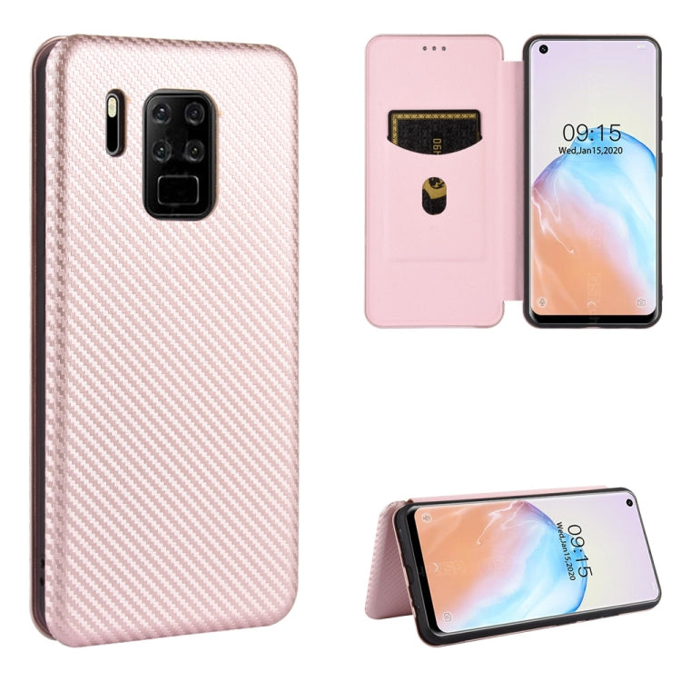 Custodia flip magnetica in fibra di carbonio con slot per schede per Oukitel C18