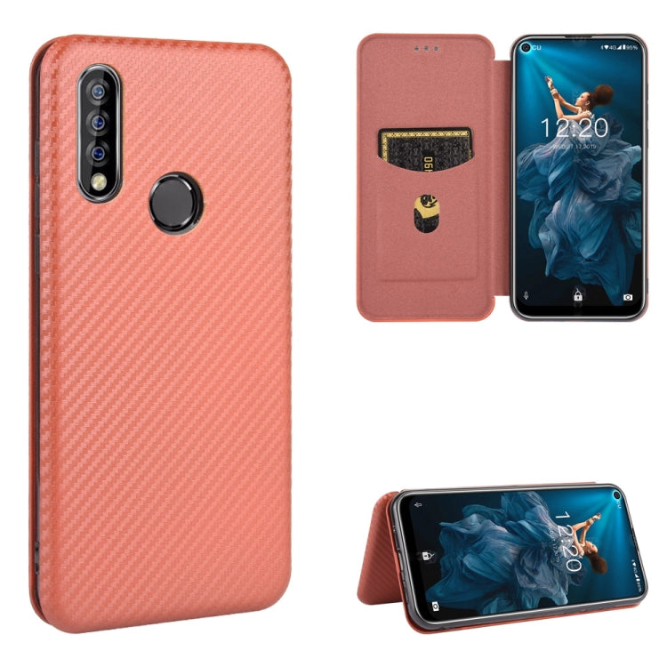 Custodia flip magnetica in fibra di carbonio con slot per schede per Oukitel C18