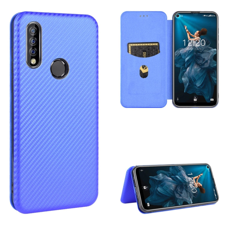 Custodia flip magnetica in fibra di carbonio con slot per schede per Oukitel C18