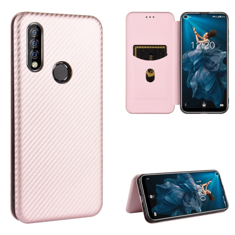 Custodia flip magnetica in fibra di carbonio con slot per schede per Oukitel C18