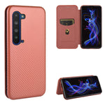 Custodia flip magnetica in fibra di carbonio con slot per schede per Oukitel C18