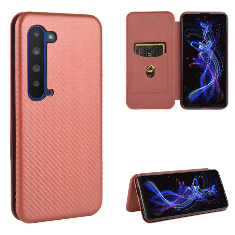 Custodia flip magnetica in fibra di carbonio con slot per schede per Oukitel C18
