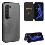 Custodia flip magnetica in fibra di carbonio con slot per schede per Oukitel C18