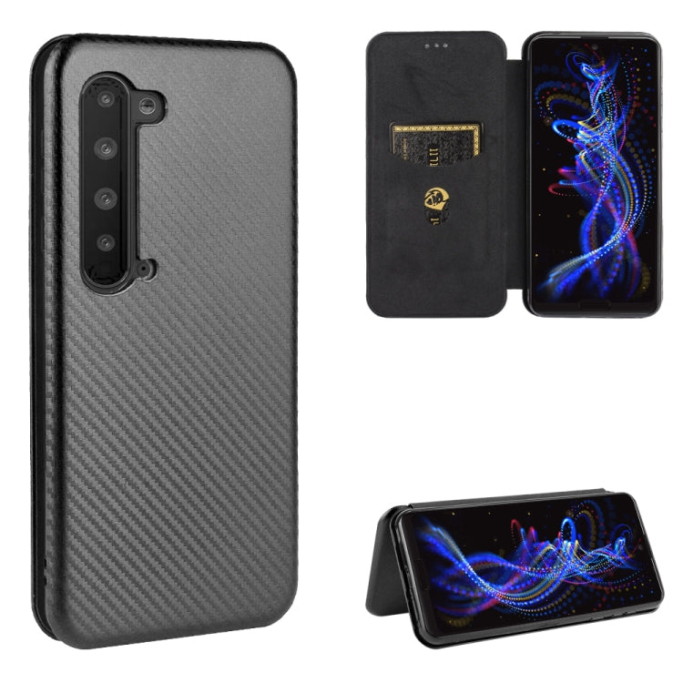 Custodia flip magnetica in fibra di carbonio con slot per schede per Oukitel C18