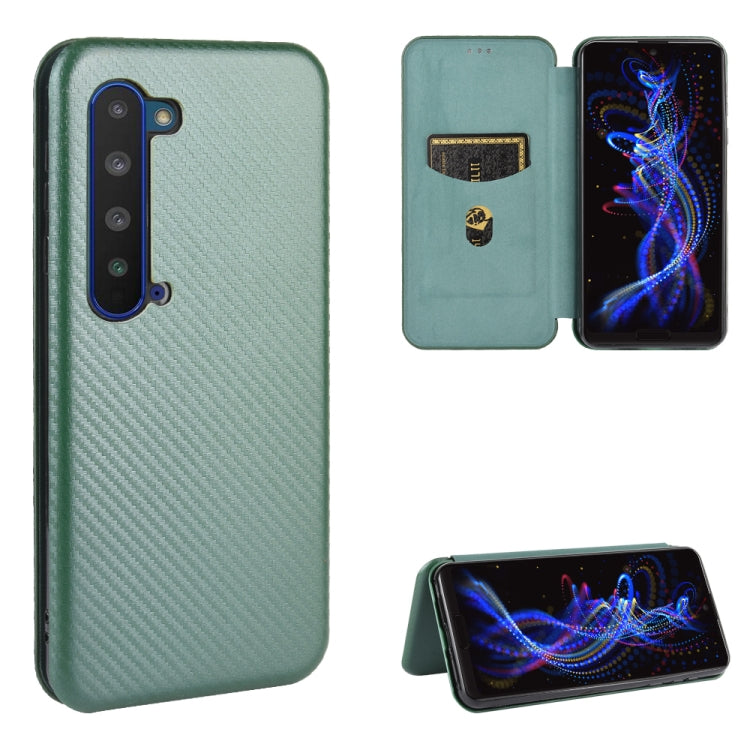 Custodia flip magnetica in fibra di carbonio con slot per schede per Oukitel C18