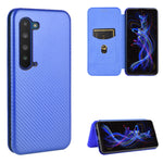 Custodia flip magnetica in fibra di carbonio con slot per schede per Oukitel C18