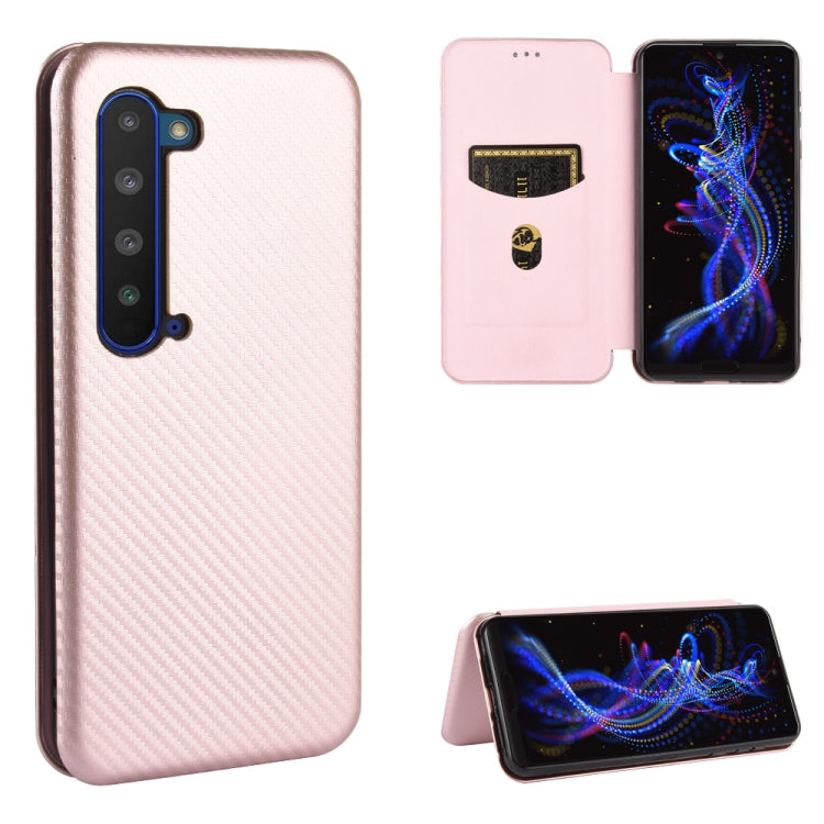 Custodia flip magnetica in fibra di carbonio con slot per schede per Oukitel C18